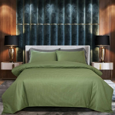 Комплект постельного белья евро Pappel Herringbone olive geometric