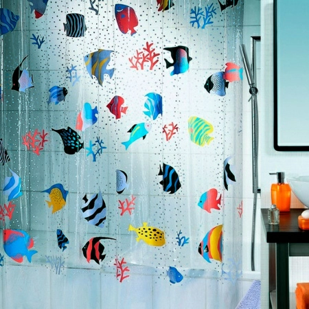 Полноразмерное изображение Штора для ванной комнаты Spirella Fish фото 1